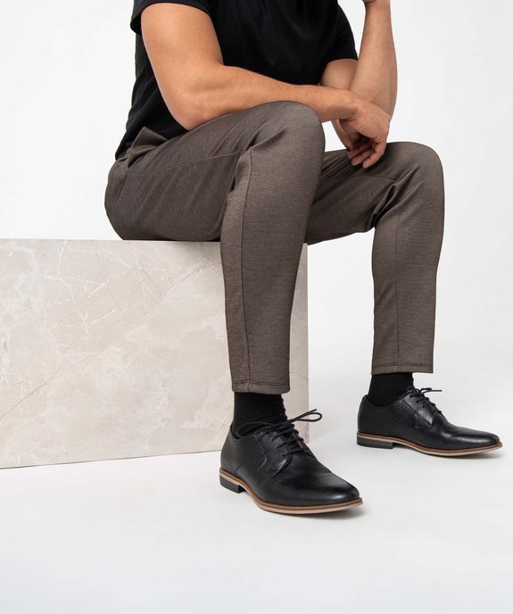 Derbies homme unis en matière lisse avec effet tressé vue1 - GEMO(URBAIN) - GEMO
