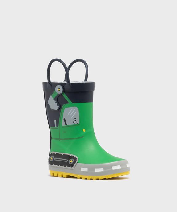 Bottes de pluie à anses et motif tracteur bébé garçon vue3 - BUGGY - GEMO