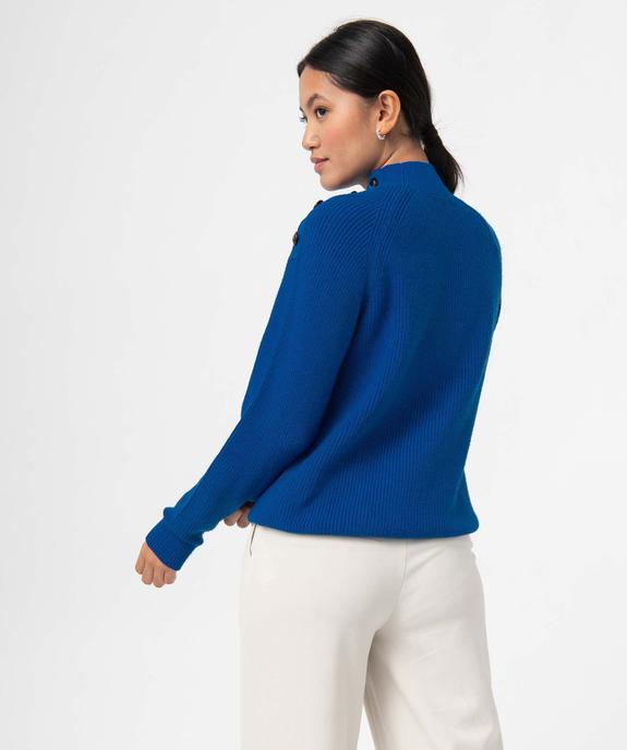 Pull femme à col montant avec boutons sur les épaules vue3 - GEMO(FEMME PAP) - GEMO