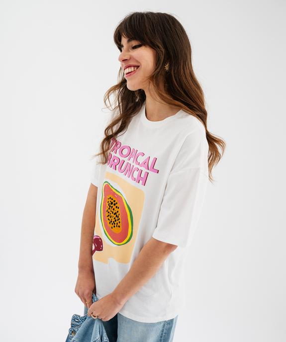 Tee-shirt manches courtes en jersey de coton imprimé femme vue2 - GEMO(FEMME PAP) - GEMO