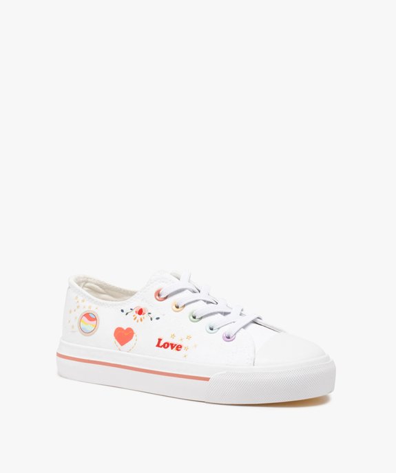 Baskets fille en toile avec graffitis et lacets élastiques vue2 - GEMO (ENFANT) - GEMO