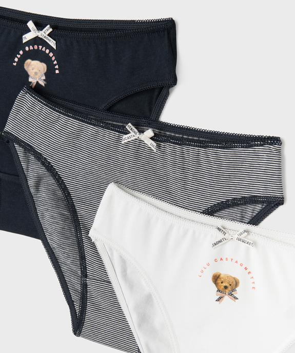 Culottes en coton stretch fille (lot de 3) - LuluCastagnette vue2 - LULU CASTAGNETTE GEMO FOR GOOD - GEMO