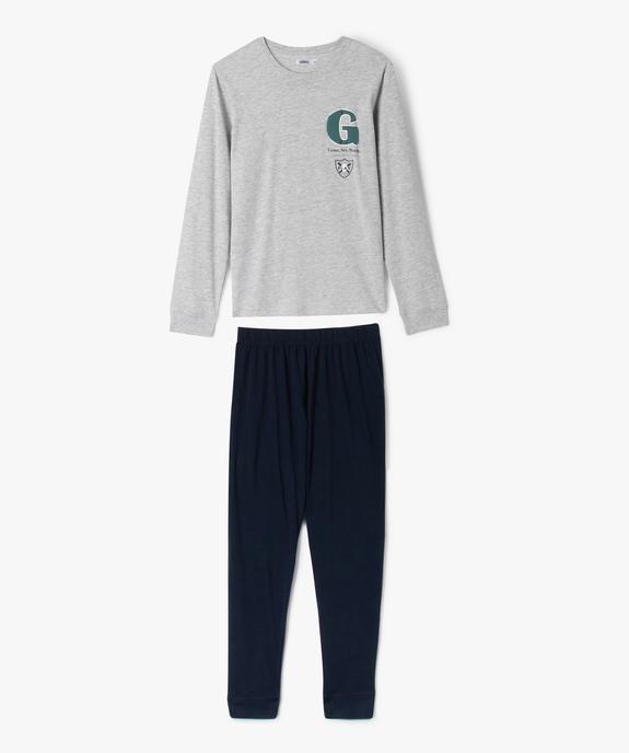 Pyjama en coton bicolore garçon vue1 - GEMO (JUNIOR) - GEMO