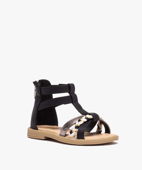 Sandales fille zippées à tige montante et brides métallisées vue2 - GEMO (ENFANT) - GEMO