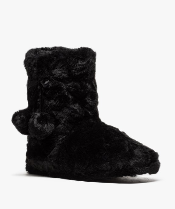 Chaussons femme en forme de boots à pompons vue2 - GEMO(HOMWR FEM) - GEMO