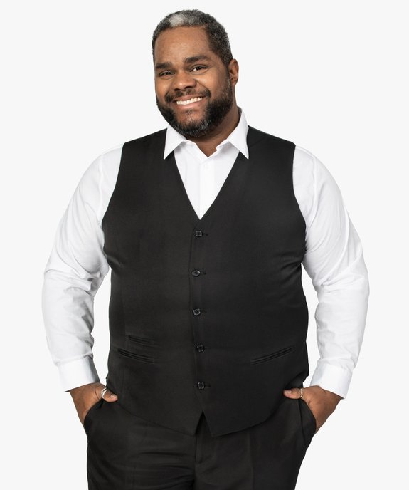 Gilet homme grande taille sans manches en matière satinée vue1 - GEMO (G TAILLE) - GEMO