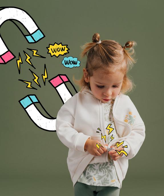 Sweat à capuche fermeture zippée aimantée bébé fille vue6 - GEMO 4G BEBE - GEMO