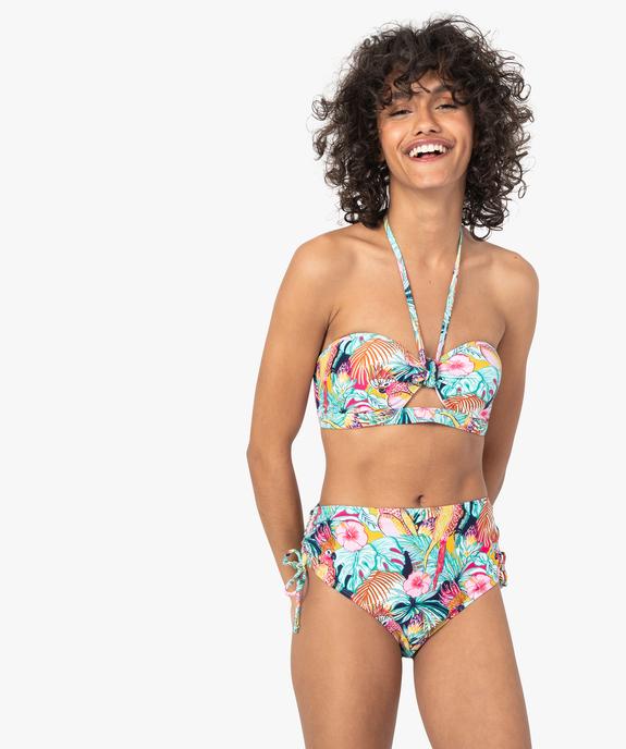 Bas de maillot de bain femme forme culotte taille haute vue3 - GEMO 4G FEMME - GEMO