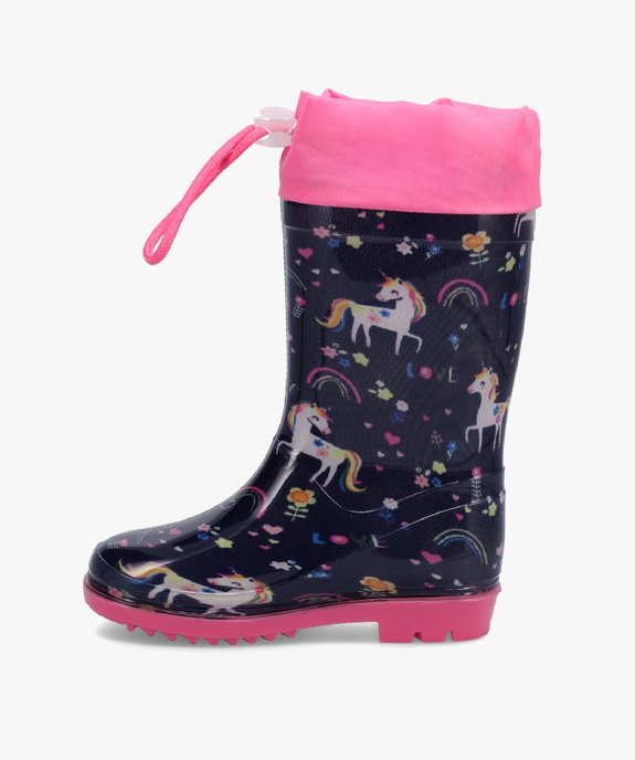 Bottes de pluie fille imprimées licorne à col ajustable vue3 - GEMO (ENFANT) - GEMO