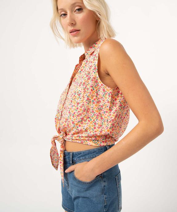Chemise sans manches imprimée avec nœud dans le bas femme vue2 - GEMO 4G FEMME - GEMO
