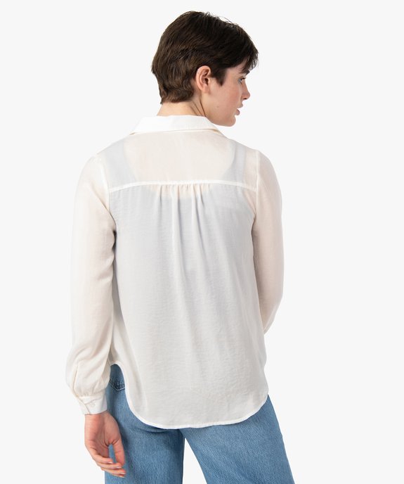 Chemise en satin à manches longues femme vue3 - GEMO 4G FEMME - GEMO