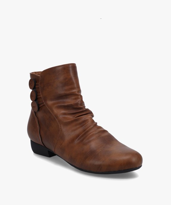 Bottines femme unies à talon plat et dessus drapé vue2 - G'FLEX - GEMO