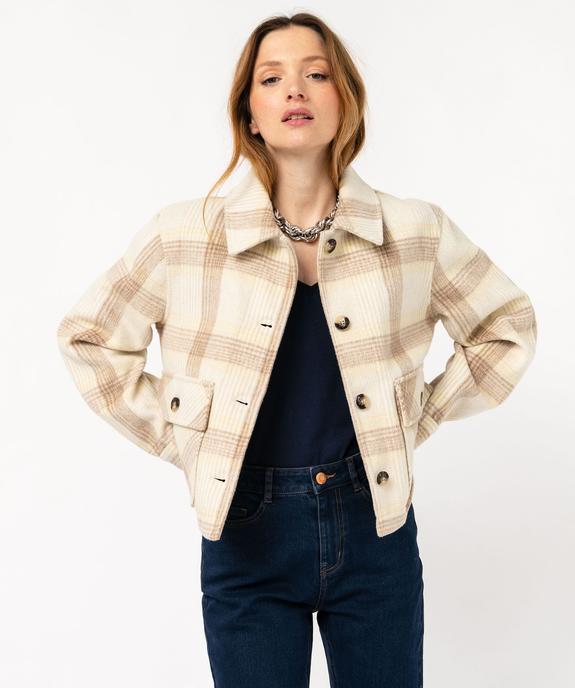 Veste courte aspect laine bouillie femme vue2 - GEMO(FEMME PAP) - GEMO