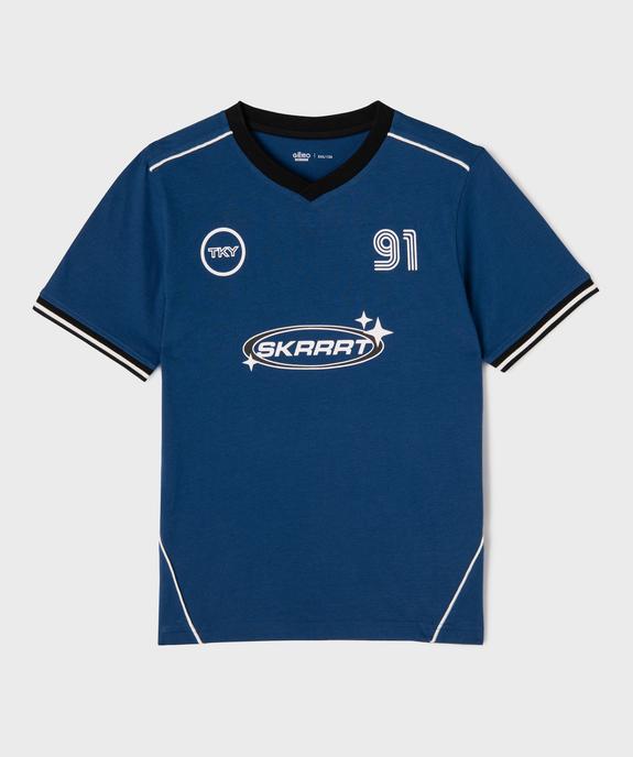 Tee-shirt manches courtes à col V garçon vue1 - GEMO (JUNIOR) - GEMO