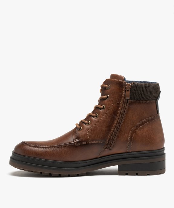 Boots à lacets et zip avec col en textile homme vue4 - GEMO (CASUAL) - GEMO