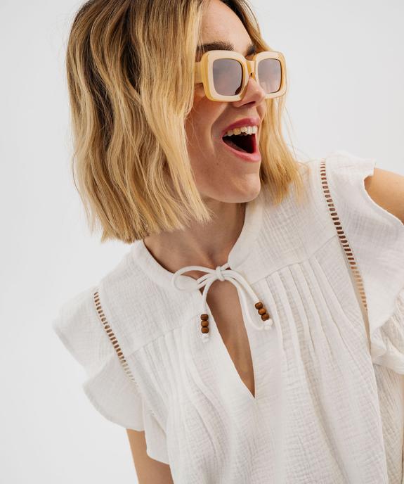 Blouse manches courtes en gaze de coton femme vue2 - GEMO(FEMME PAP) - GEMO