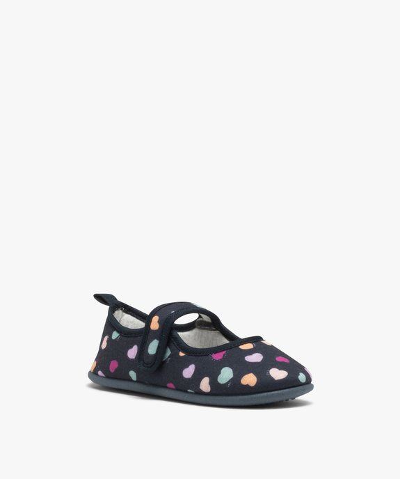 Chaussons fille ballerines à petits coeurs colorés vue2 - GEMO 4G FILLE - GEMO