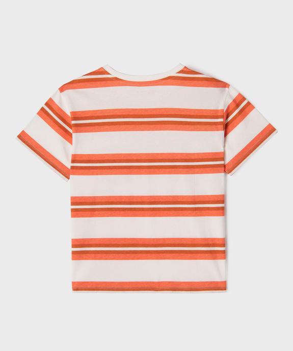 Tee-shirt manches courtes rayé fille vue4 - GEMO 4G FILLE - GEMO