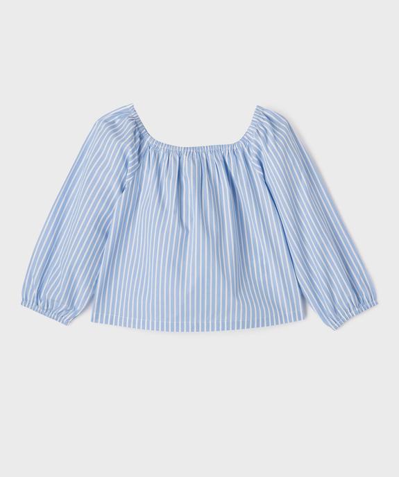 Chemise rayée à manches longues et col Bardot fille vue2 - GEMO (JUNIOR) - GEMO