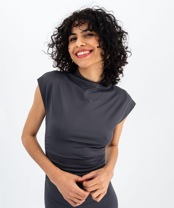 Robe longue en microfibre à manches courtes femme  vue2 - GEMO(FEMME PAP) - GEMO