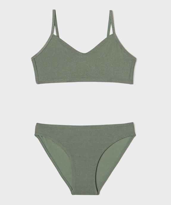 Maillot de bain 2 pièces aux reflets pailletés fille vue1 - GEMO (JUNIOR) - GEMO