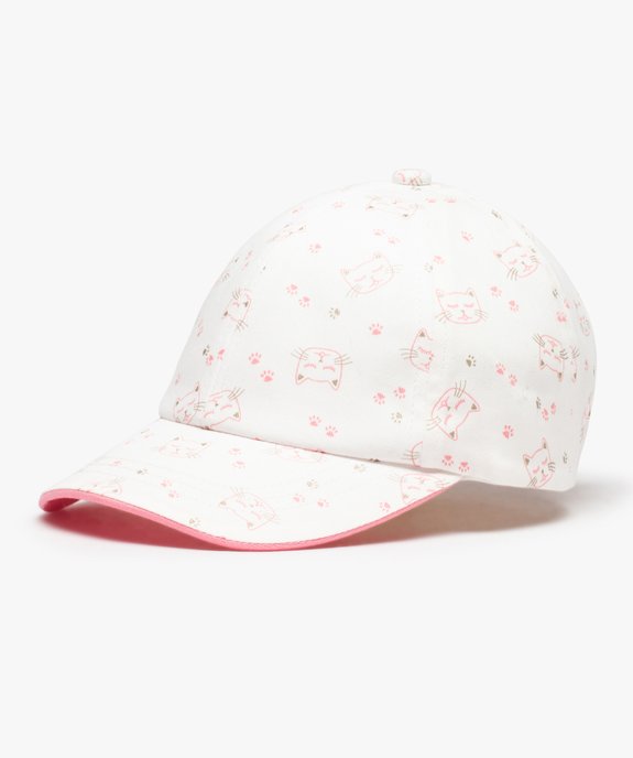 Casquette bébé fille souple à motif chat all over et visière bicolore vue1 - GEMO(BEBE DEBT) - GEMO