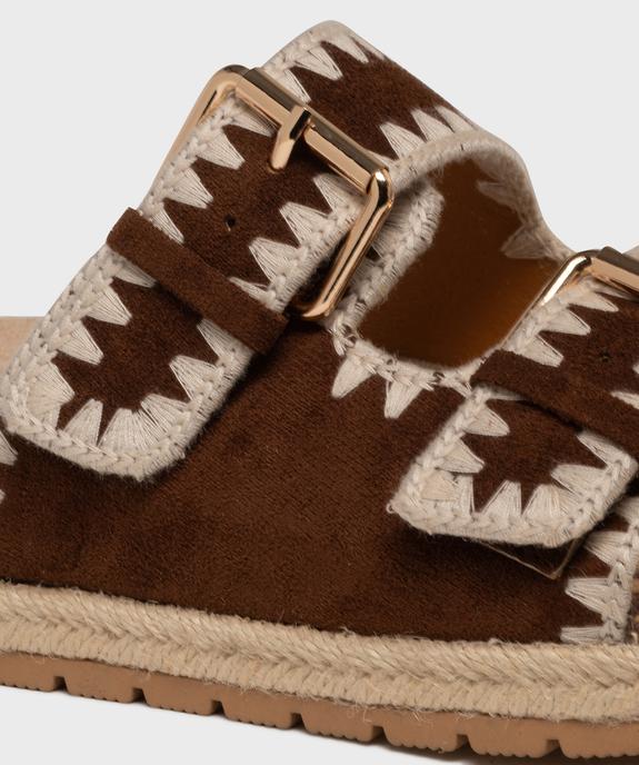 Mules à semelle plateforme et larges brides brodées femme - 5 Miles vue6 - 5 MILES - GEMO