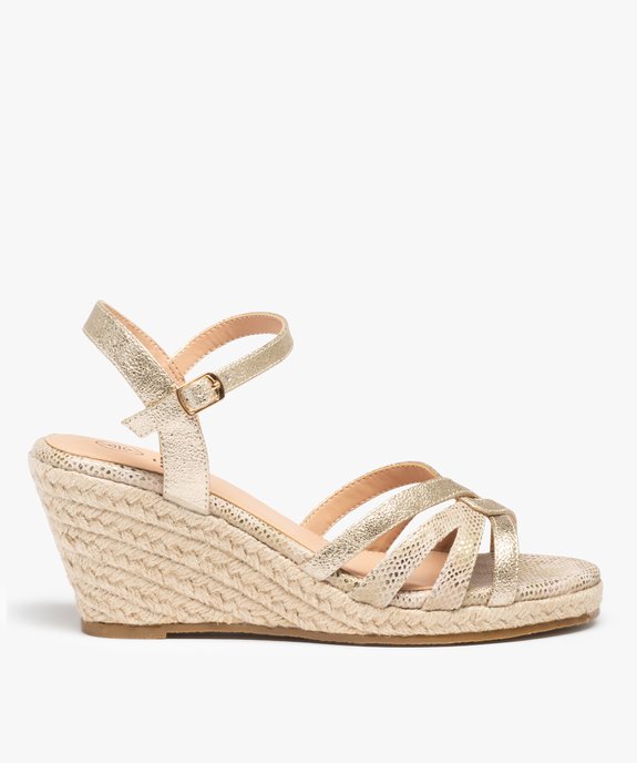 Sandales femme compensées à fines brides métallisées vue1 - GEMO(URBAIN) - GEMO
