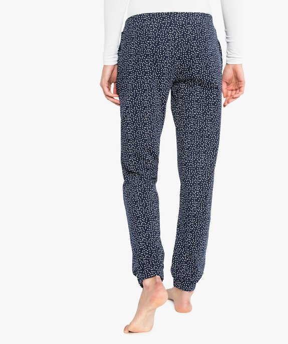 Pantalon de pyjama avec bas resserré et nœud en satin vue3 - GEMO(HOMWR FEM) - GEMO