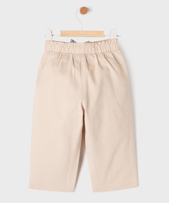 Pantalon en coton avec noeud à la taille bébé fille - LuluCastagnette vue3 - LULU CASTAGNETTE GEMO FOR GOOD - GEMO