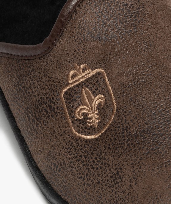 Chaussons mules dessus cuir imitation avec fleur de lys homme vue6 - G'FLEX - GEMO