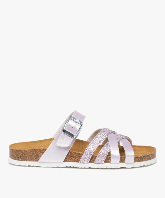 Mules femme plates à brides métallisées et pailletées vue1 - GEMO (CASUAL) - GEMO