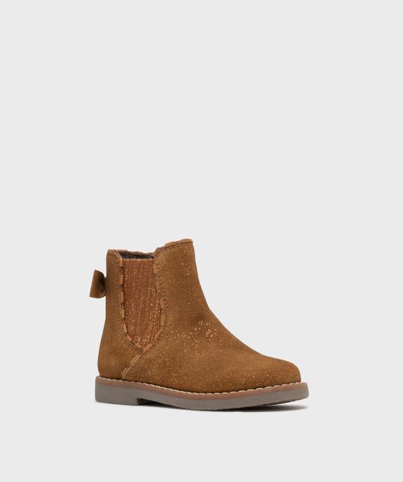 Chelsea boots pailletées en cuir suédé fille - Tanéo vue3 - TANEO - GEMO