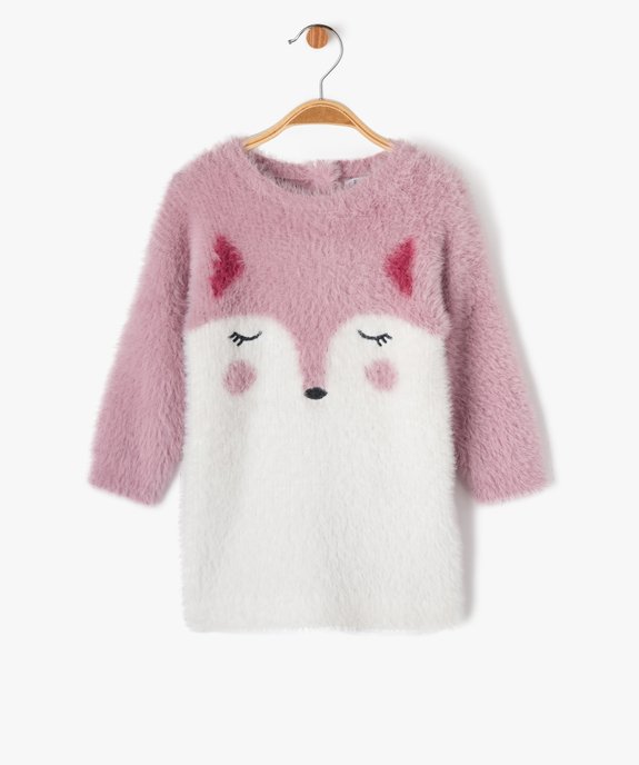 Robe pull en maille duveteuse à motif bébé fille vue1 - GEMO(BEBE DEBT) - GEMO