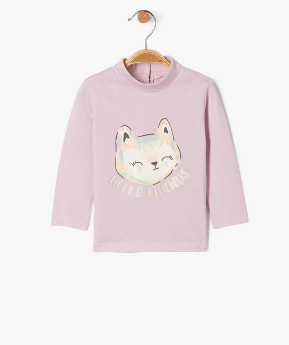 Tee-shirt manches longues et col roulé imprimé bébé fille vue1 - GEMO(BEBE DEBT) - GEMO