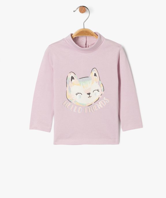 Tee-shirt manches longues et col roulé imprimé bébé fille vue1 - GEMO(BEBE DEBT) - GEMO