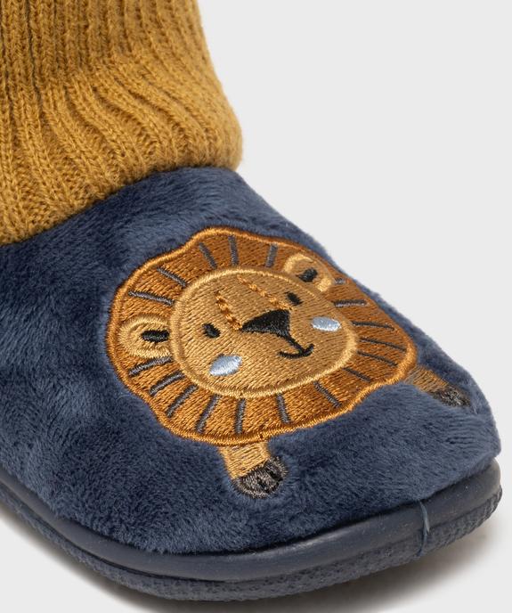 Chaussons en velours à tige montante en maille côtelée garçon vue6 - GEMO (ENFANT) - GEMO