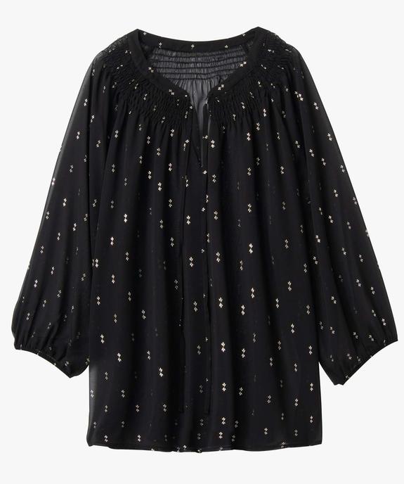 Blouse femme grande taille en voile imprimé brillant et smocks vue4 - GEMO (G TAILLE) - GEMO