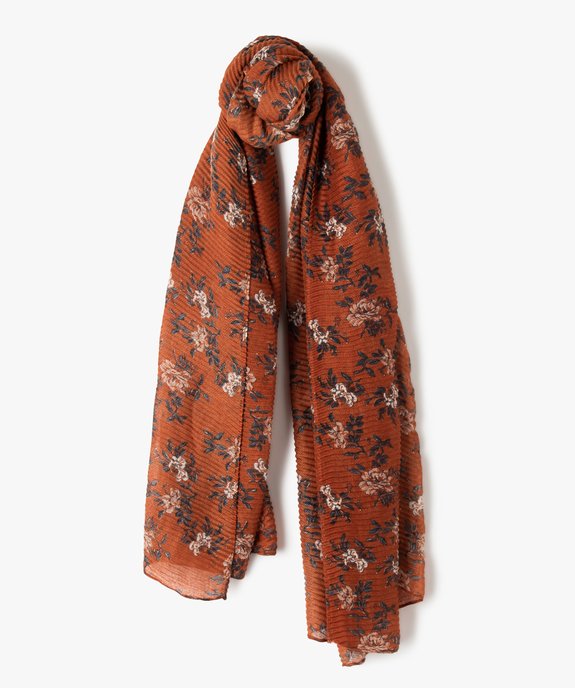 Foulard femme gaufré et fleuri vue1 - GEMO (ACCESS) - GEMO