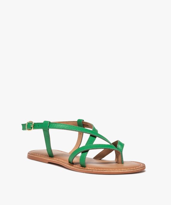 Sandales plates avec fines brides en cuir femme vue3 - FOLLOW ME - GEMO