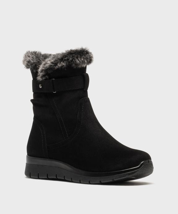 Boots fourrées en suédine à fermeture zippée femme vue2 - G'FLEX - GEMO