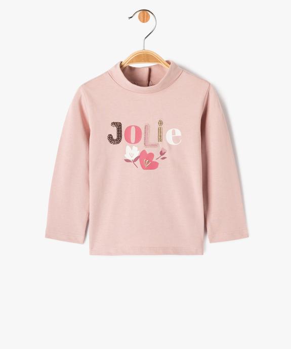 Tee-shirt manches longues et col roulé imprimé bébé fille vue1 - GEMO(BEBE DEBT) - GEMO