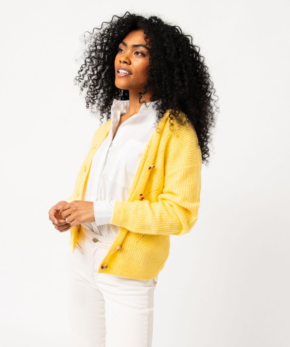 Gilet col V en maille ajourée femme vue2 - GEMO(FEMME PAP) - GEMO