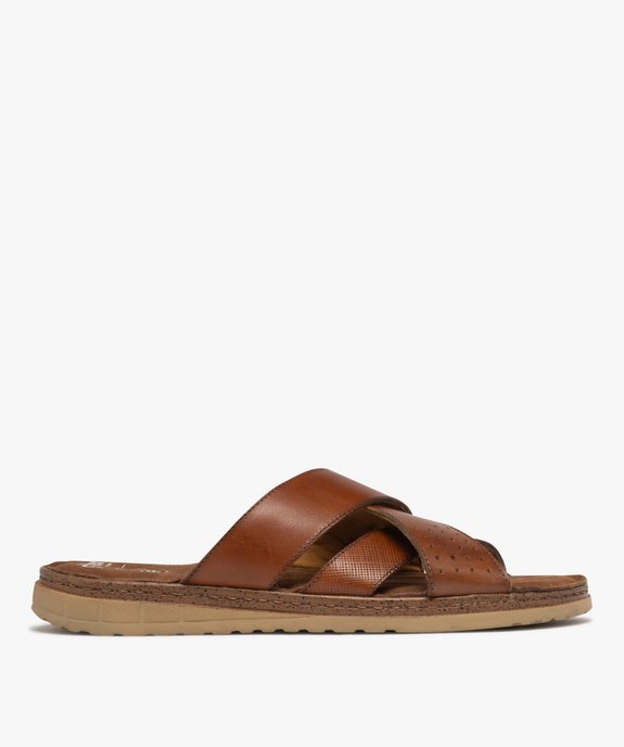 Sandale confort avec brides en cuir croisées homme vue2 - G'FLEX - GEMO