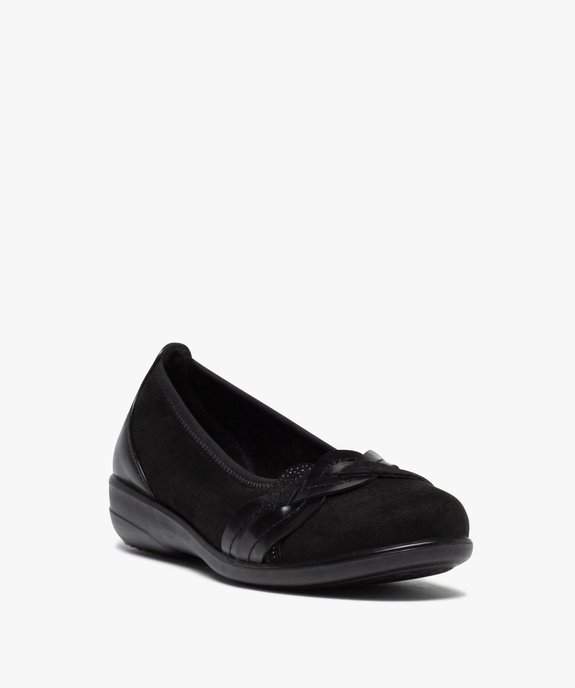 Ballerines femme confort en suédine avec bride tressée vue2 - GEMO 4G FEMME - GEMO