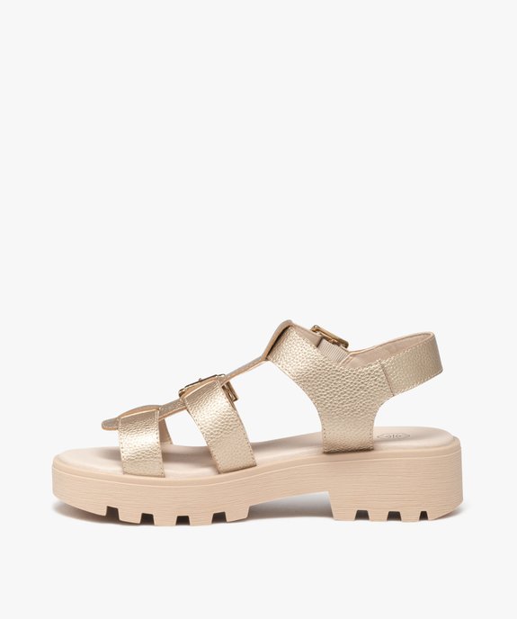 Sandales fille unies avec brides à boucle larges et semelle crantée  vue3 - LOVELY WINGS GEMO FOR GOOD - GEMO