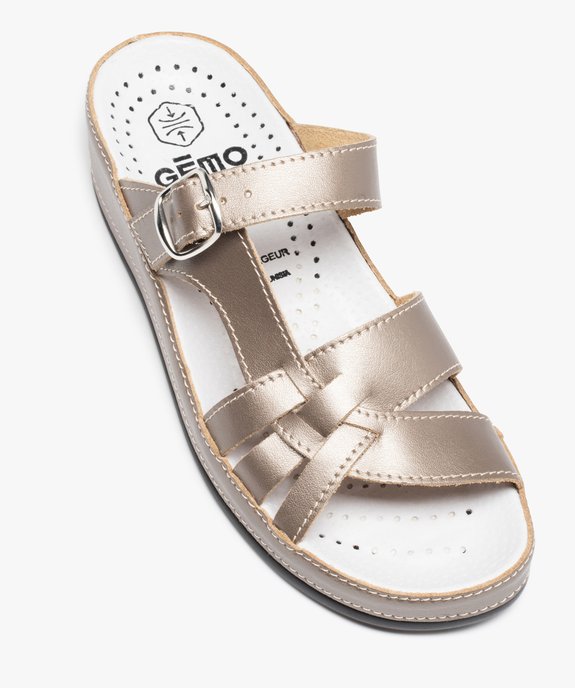 Mules femme confort compensées dessus cuir vue5 - GEMO (CONFORT) - GEMO