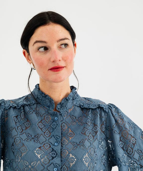 Chemise en maille ajourée et col volanté femme vue2 - GEMO(FEMME PAP) - GEMO