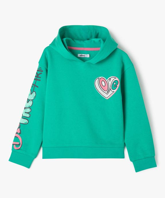Sweat à capuche avec inscriptions graffitis fille vue2 - GEMO 4G FILLE - GEMO