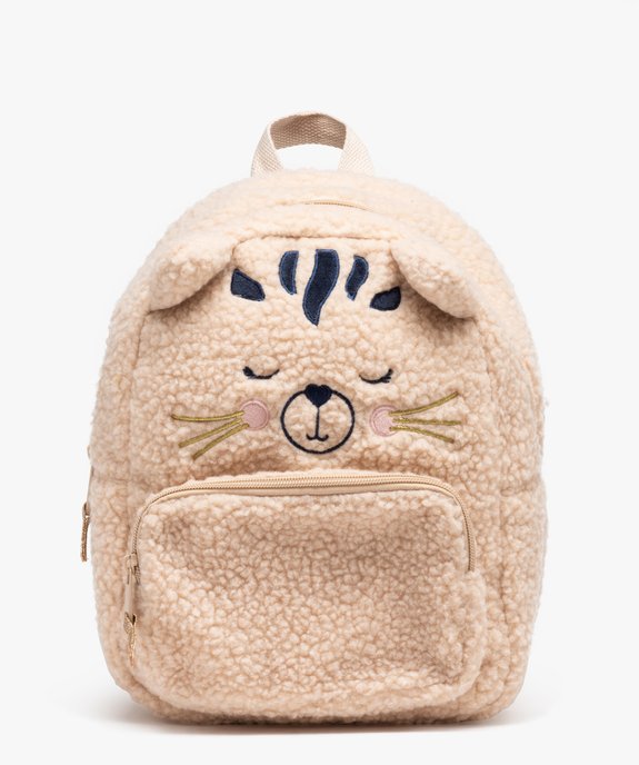 Sac à dos en maille sherpa avec broderie chat fille vue1 - GEMO(BEBE DEBT) - GEMO